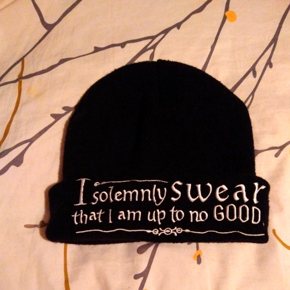I'm selling a Warner Bros "I solemnly swear I'm up to no good" beanie. OS-Unisex